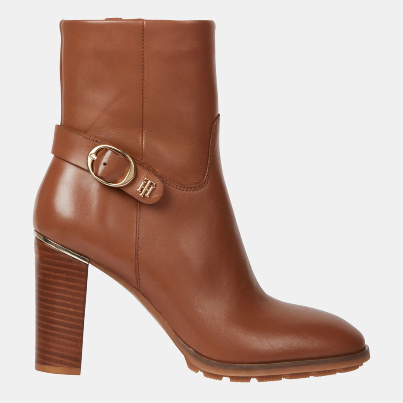 Tommy Hilfiger Bottines en Cuir à boucle marron - Talon 9,5 cm
