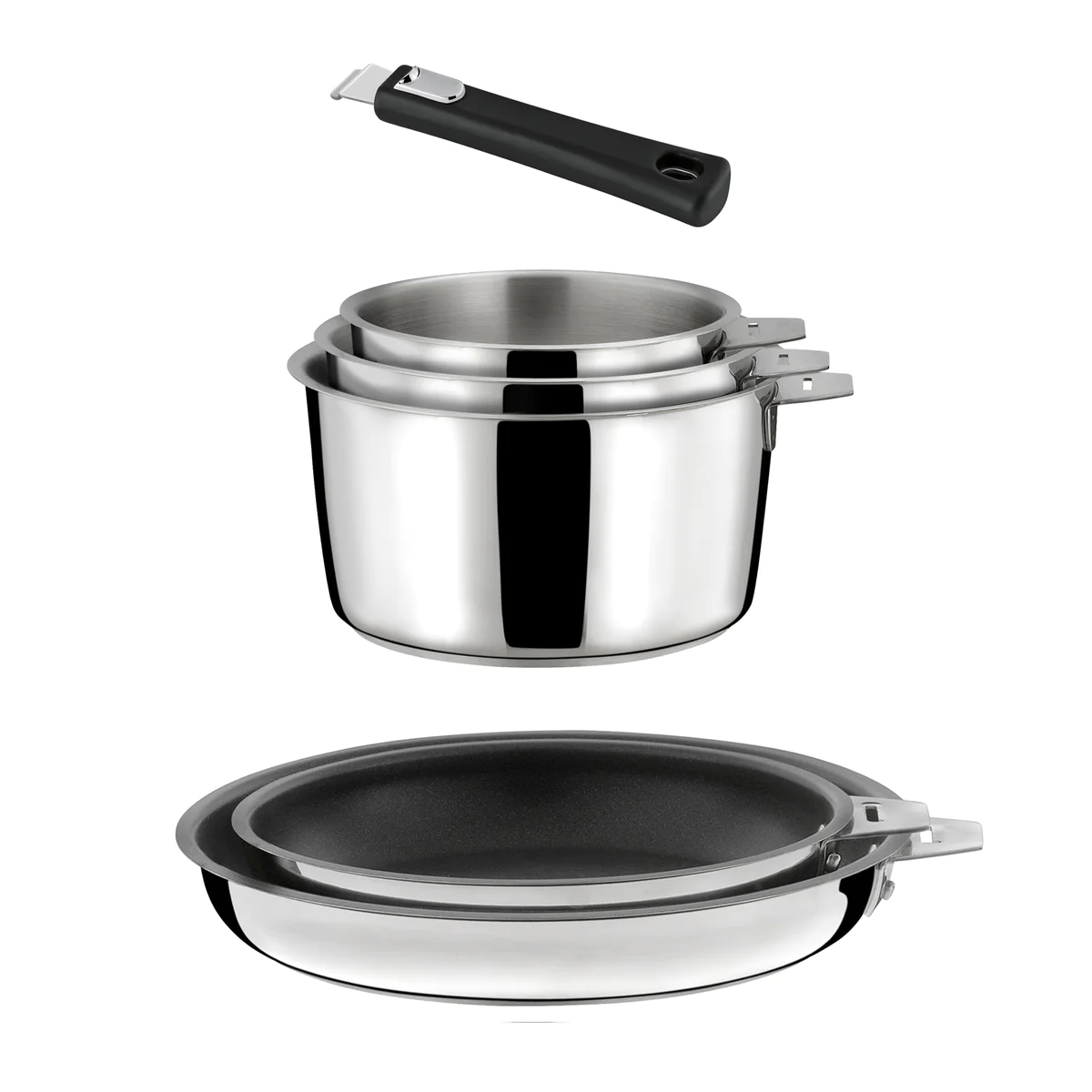 Malice - Lot 6 pièces - 3 casseroles, 2 poêles revêtues et 1 poignée n