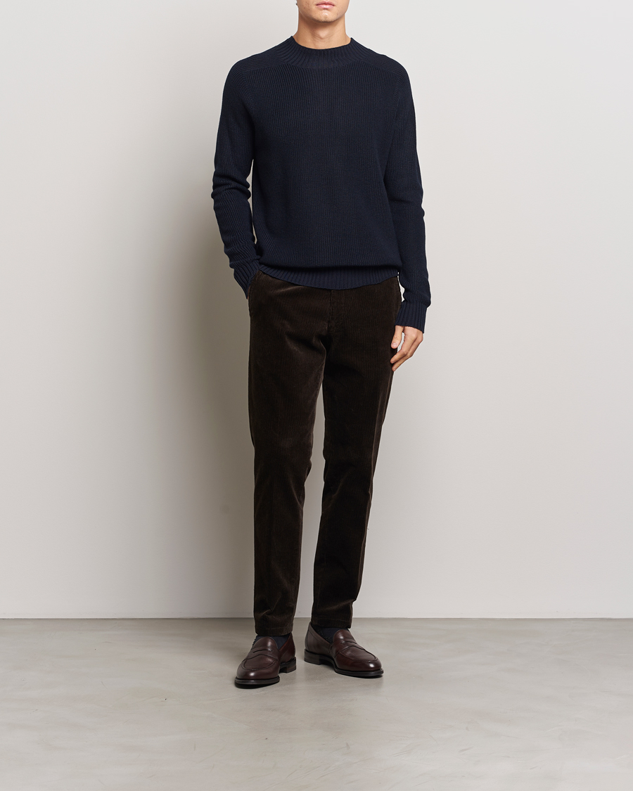 Oscar Jacobson Collins Knitted Wool Turtleneck Navy