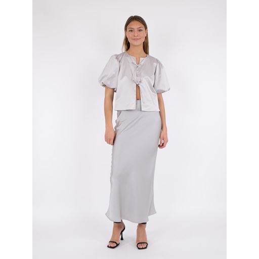 Neo Noir Aska Dull Satin Bluse, Light Grey, 40