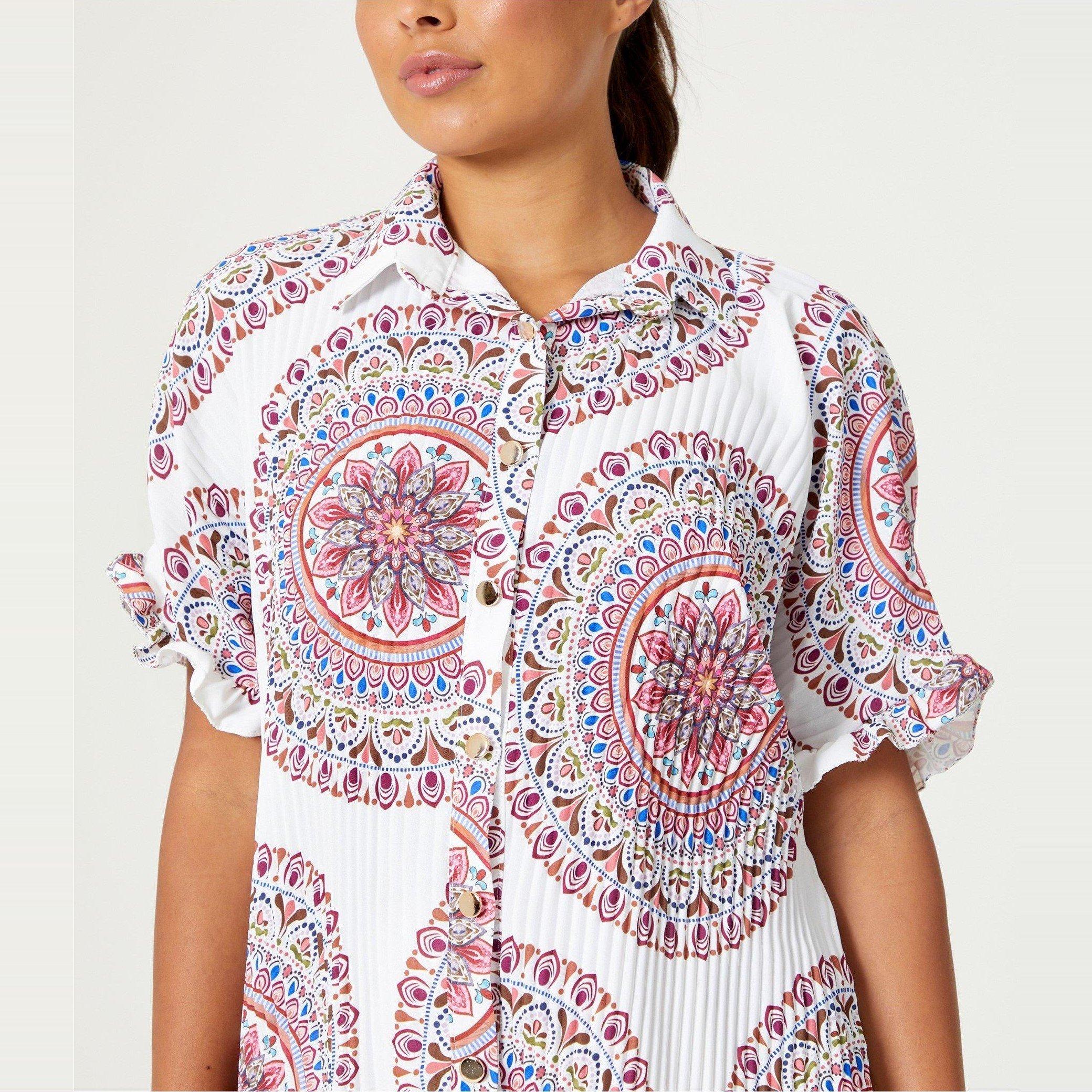 Be You BY Pleated Print Shirt and Short Co Ord Set Womens