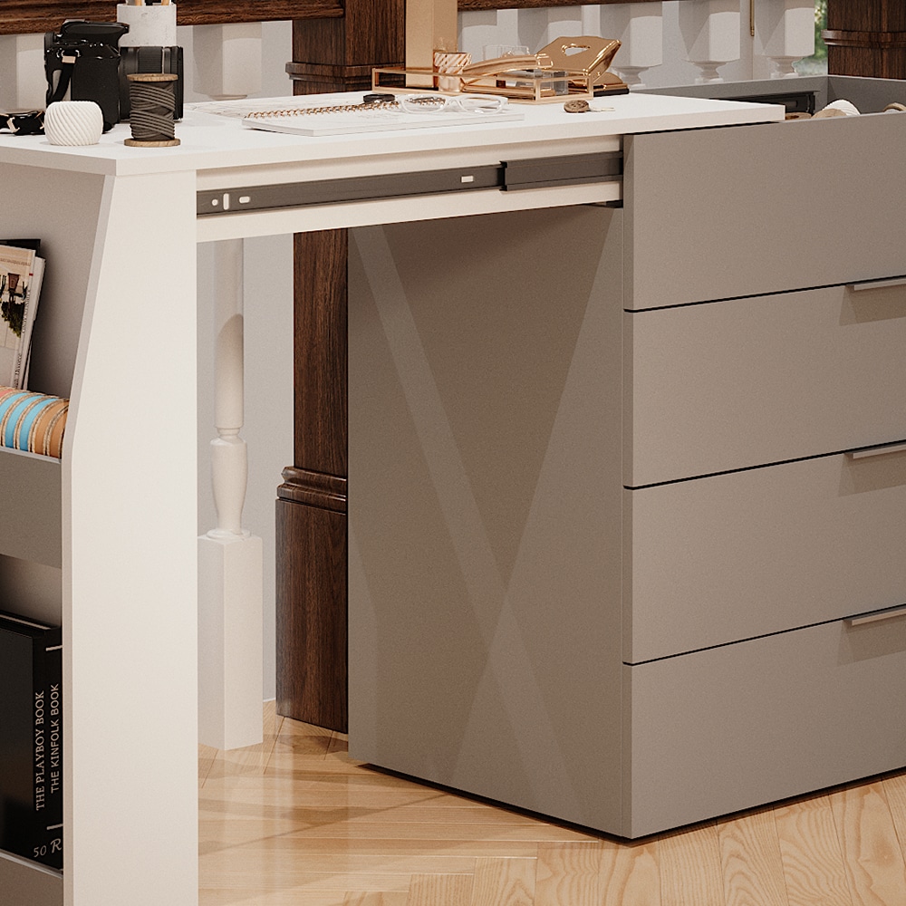 Vicco Basteltisch Iva Weiß Grau 98,5 x 80 cm ausklappbar