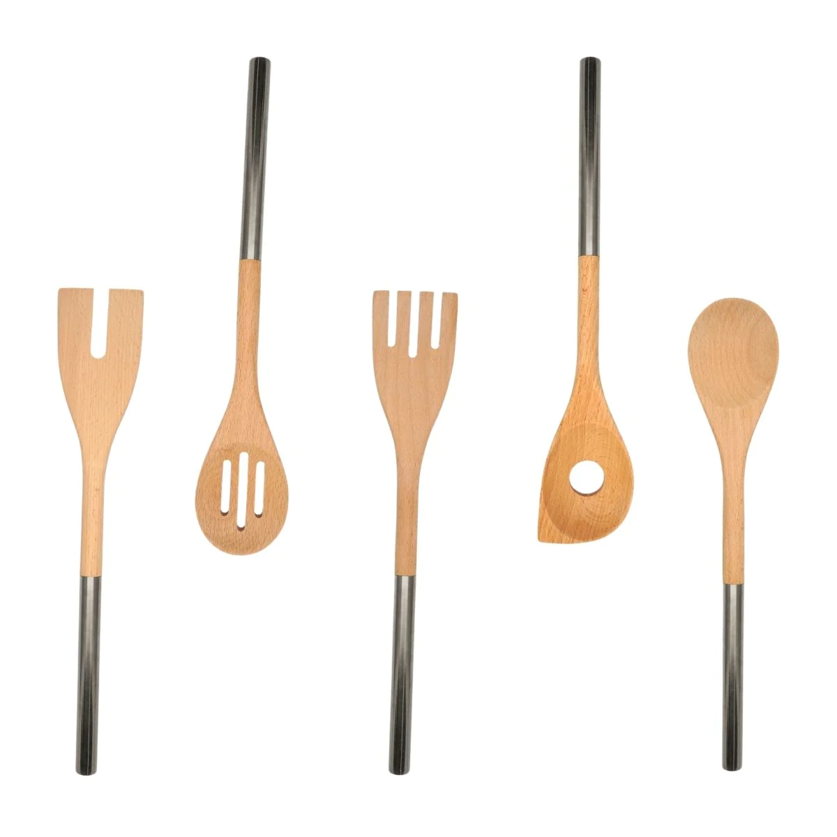 Ensemble de 5 couverts en bois et inox Boissellerie Fackelmann