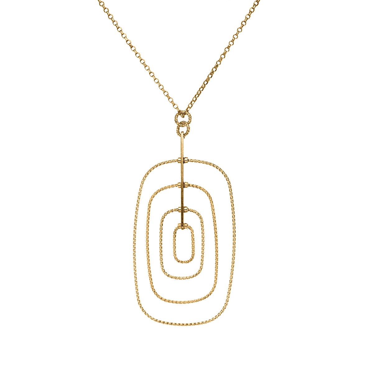 Collier Forme Ovale Psyqué Argent Doré Diamanté