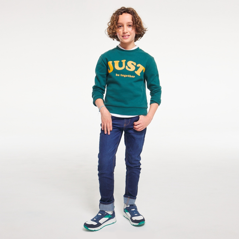 Sweat-shirt à message vert garçon