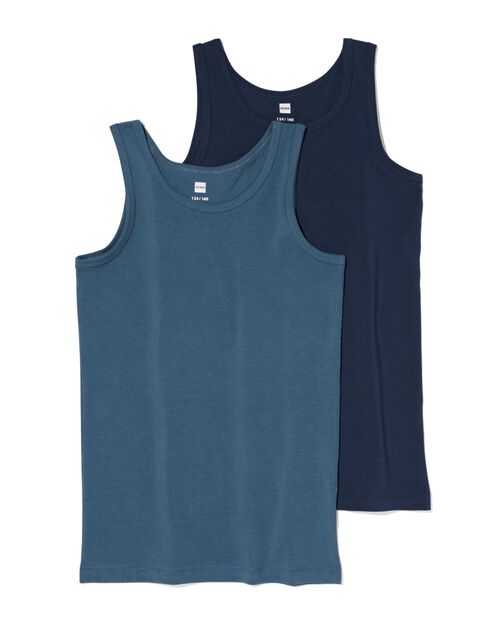 2 débardeurs basic enfant coton stretch bleu