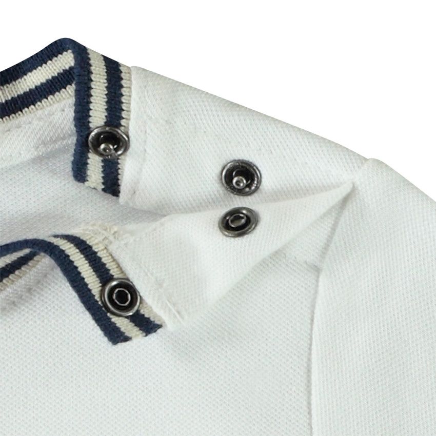 T-shirt manches courtes esprit polo pour bébé garçon - Blanc