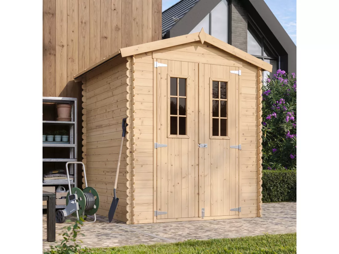 Abri de jardin en bois AVEC SOL TRAITÉ - I186xL196xH218 cm/ 2,82 m2 - TIMBELA M320C+M320G