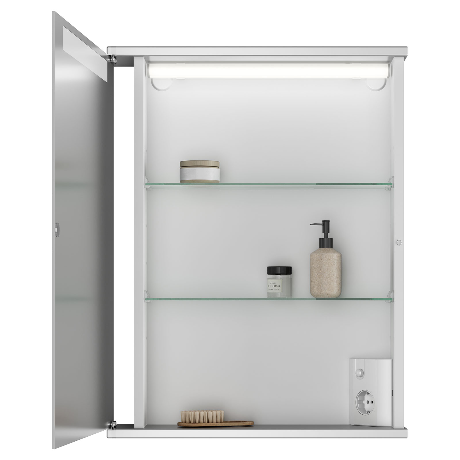 Spiegelschrank - weiß-silberfarbig - Kristallglas - 50 cm breit