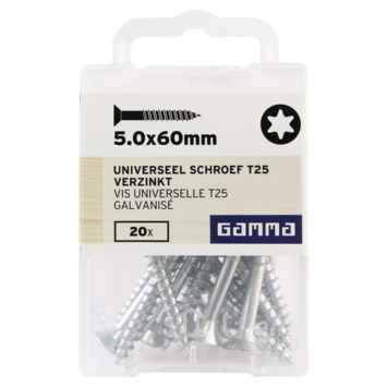 GAMMA schroef universeel platkop verzinkt 5.0x60 mm 20 stuks