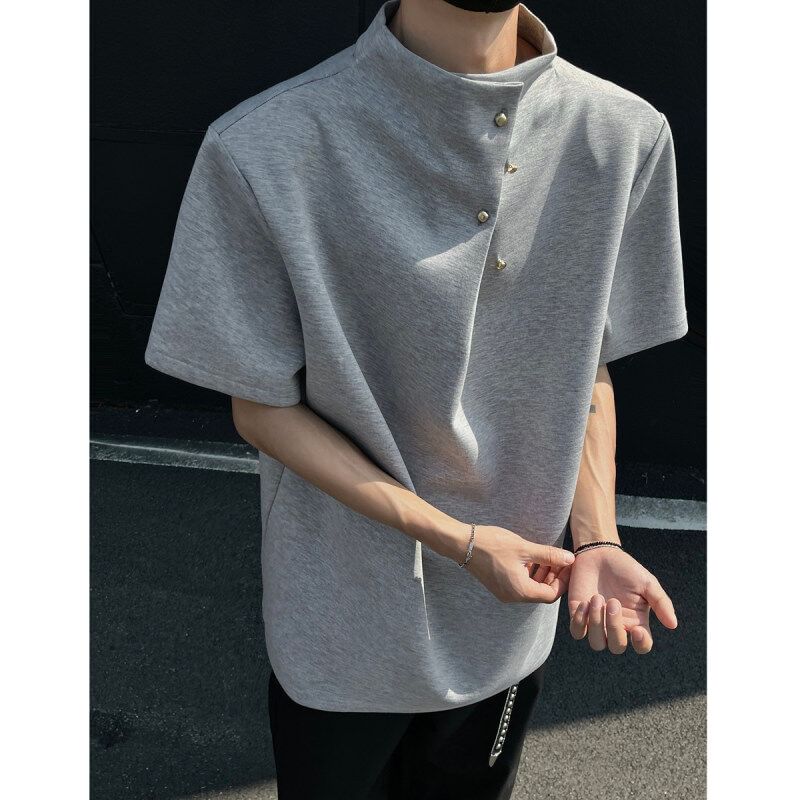 Freehop - T-shirt met korte mouwen en mockneck, effen