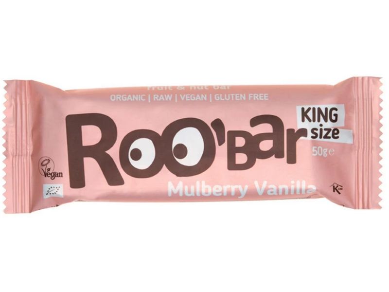 Roobar Rohkostriegel Mulberry Vanilla 16 x 30 g Bio-Riegel auf Basis von Datteln und Cashewnüssen