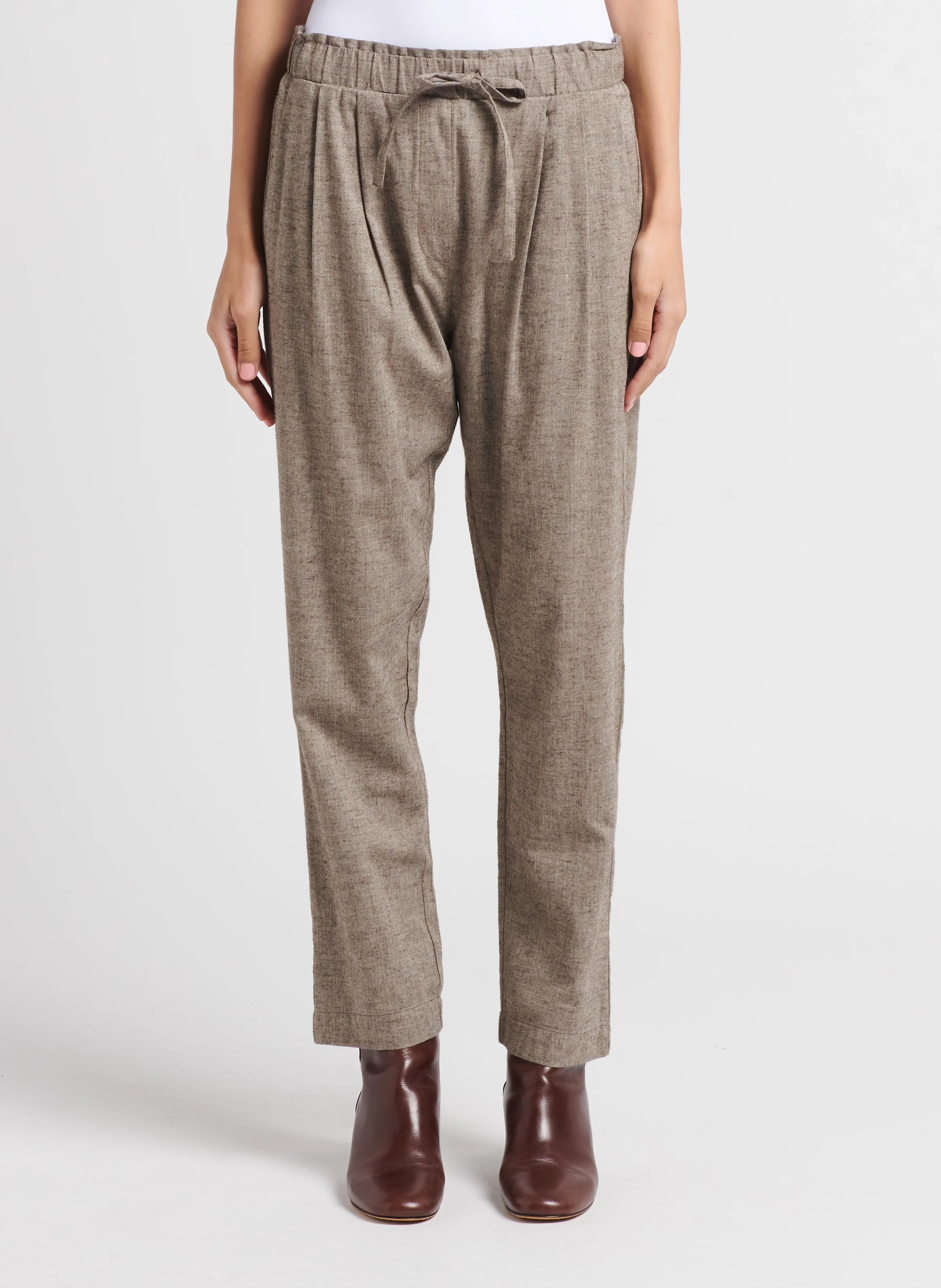 ALFRED - Pantalon à pinces en coton | Beige