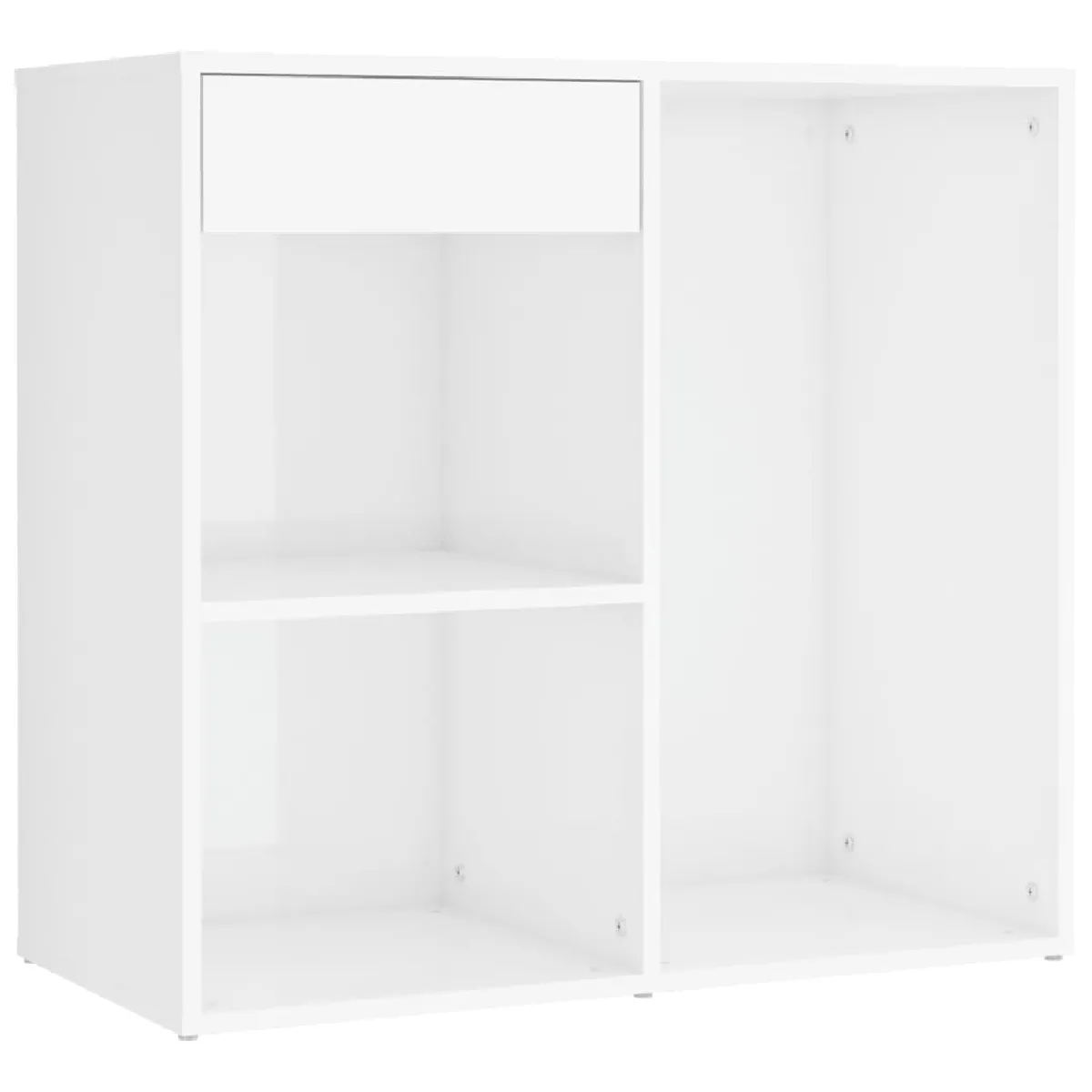 Coiffeuse à LED Helloshop26 avec armoires - Blanc brillant