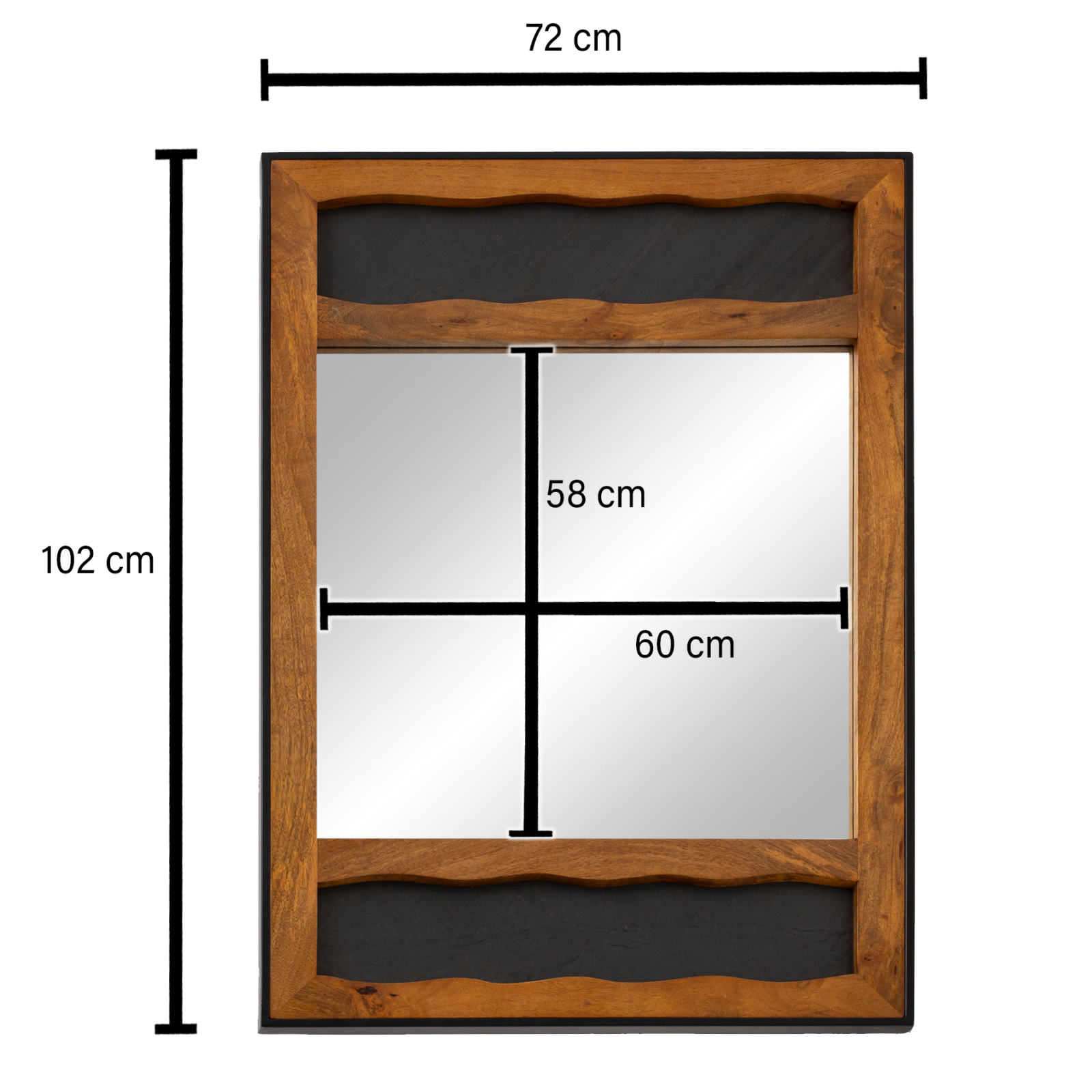 Wandspiegel - Mango massiv - 72x102 cm