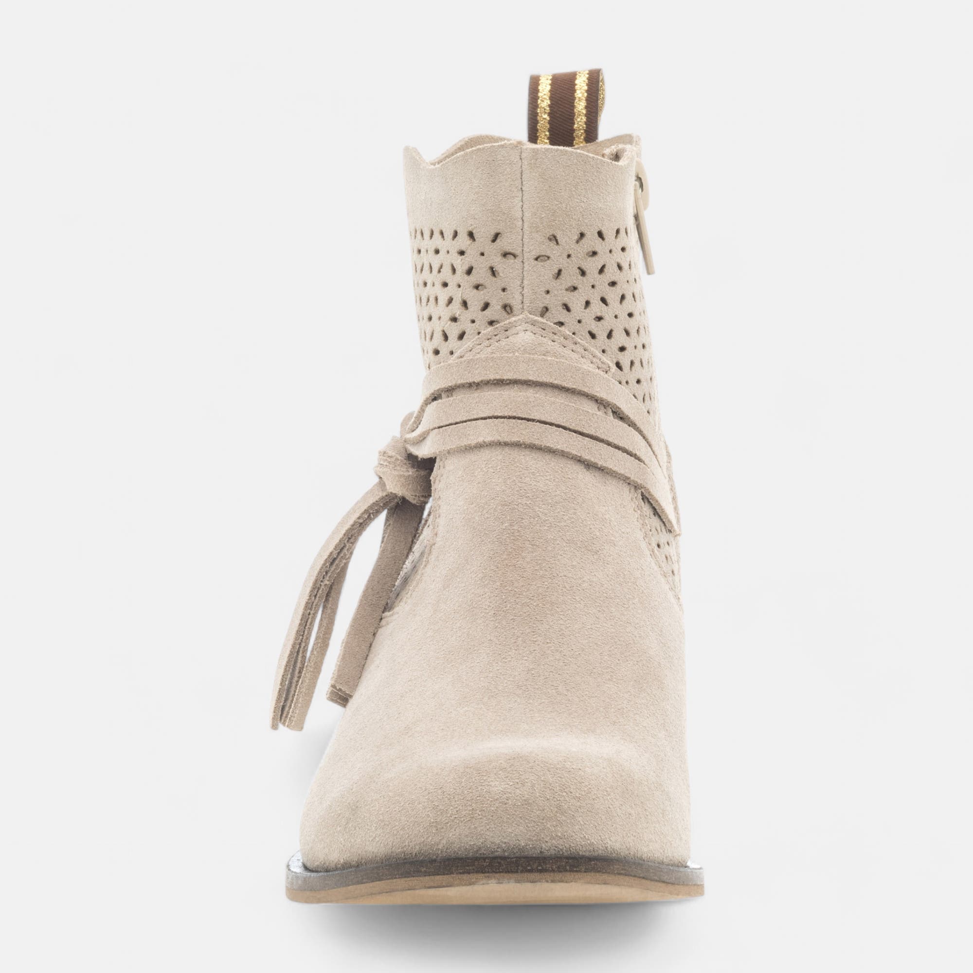 Boots Femme en cuir beige