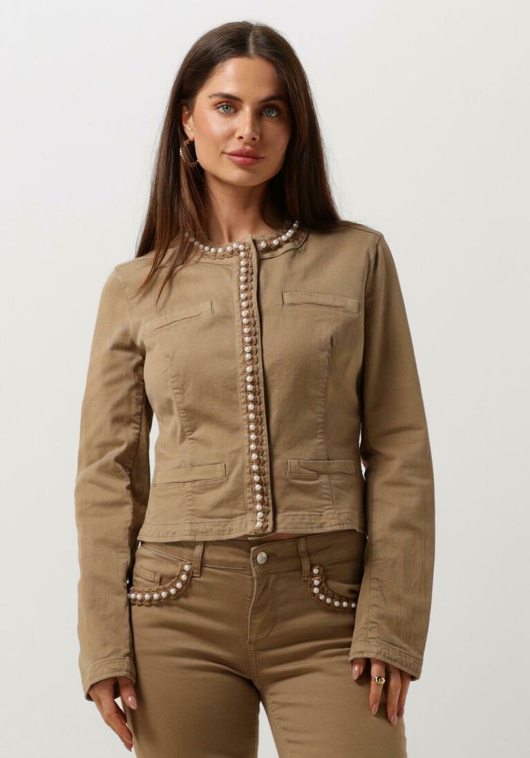LIU JO beige liu jo jack drill stretch mix jacket