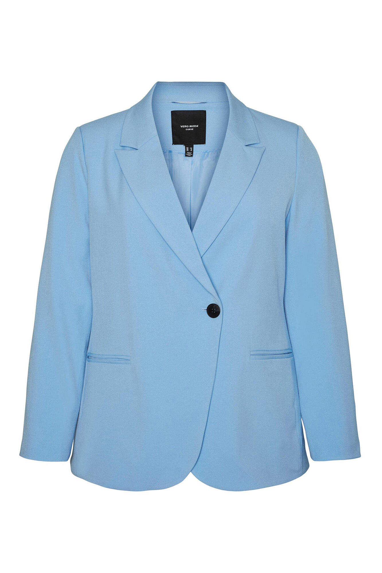 Blazer plus size de abotoamento duplo - Azul