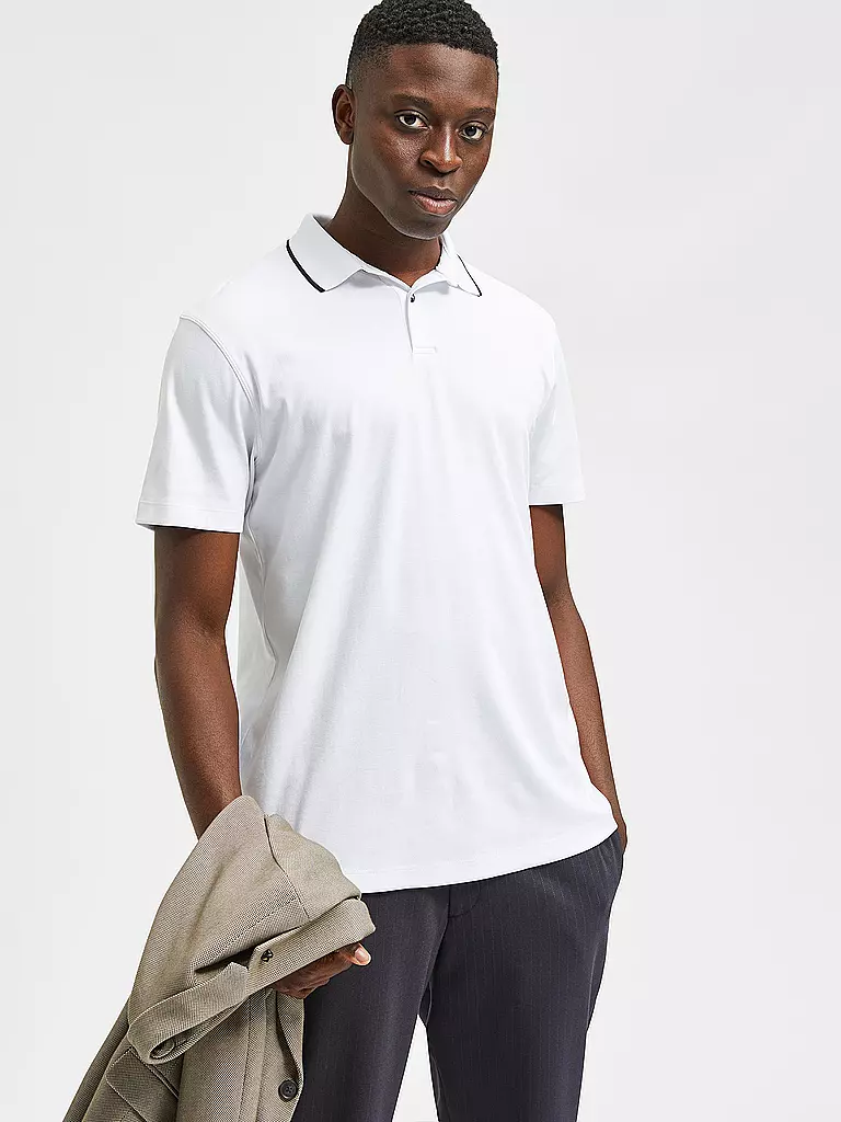 SELECTED Poloshirt SLHLEROY COOLMAX weiss