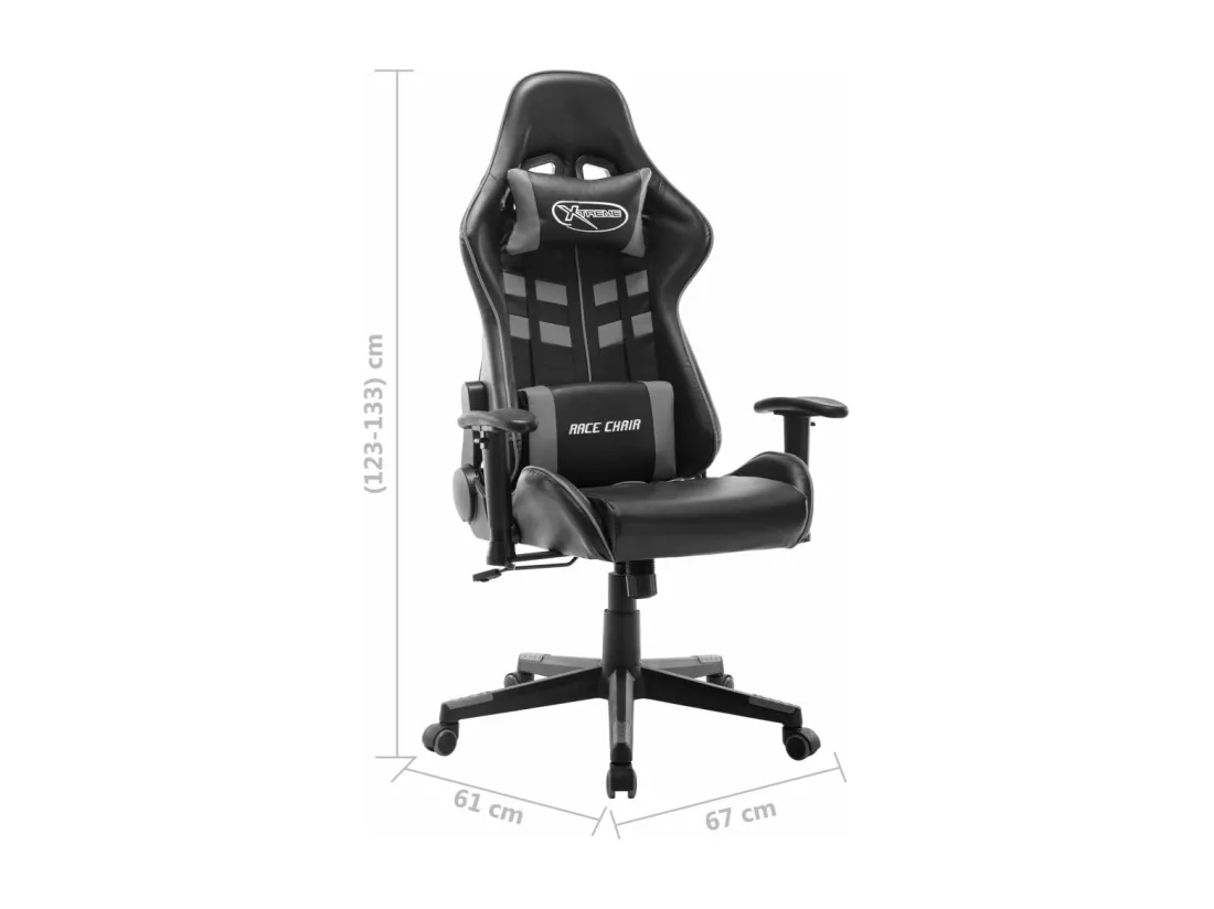 Chaise de jeu Noir et gris Cuir artificiel