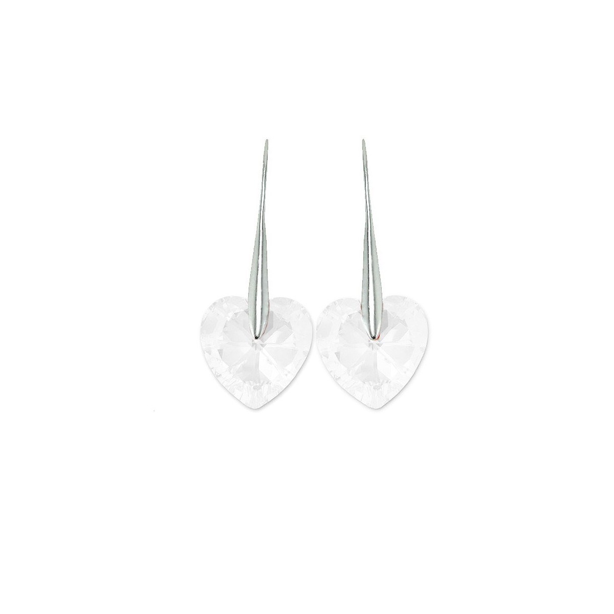 Parure collier et boucles d'oreilles coeurs SC Crystal orneés de Cristaux scintillants
