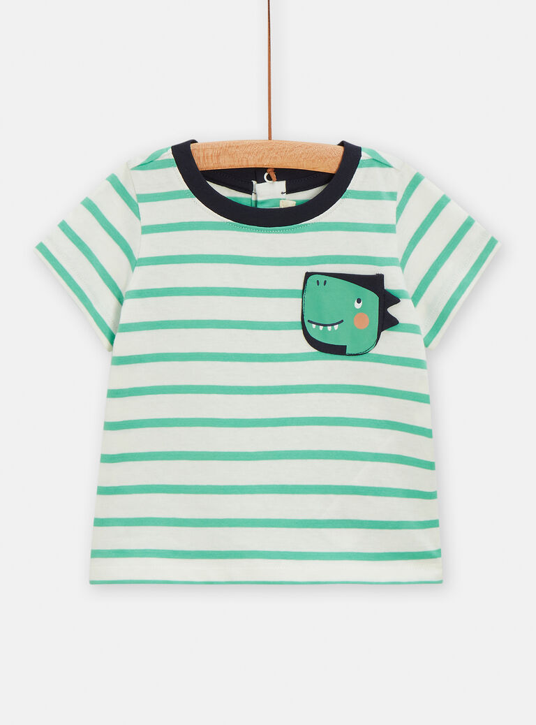 T-shirt rayé à animation dinosaure pour bébé garçon