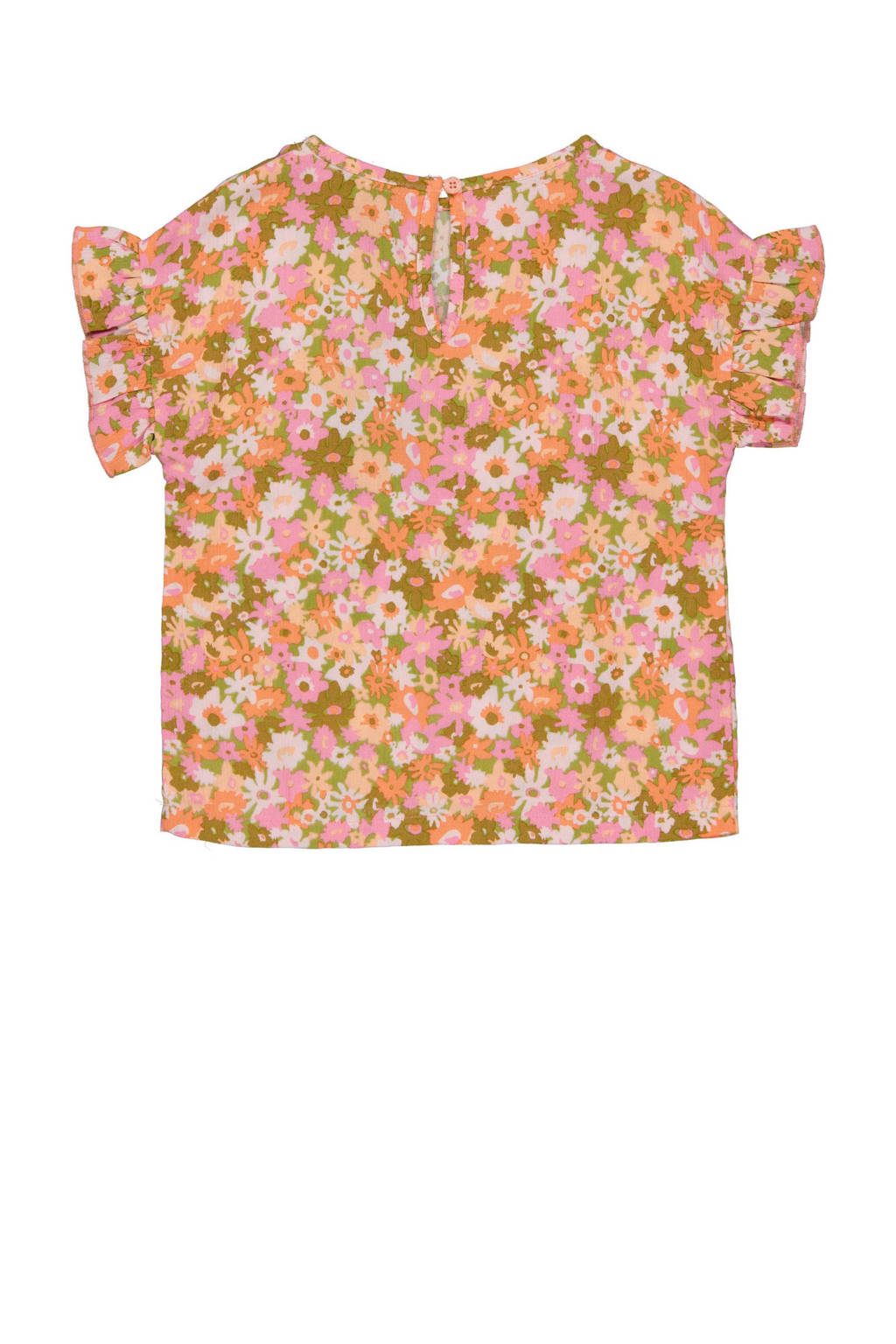 Quapi gebloemd T-shirt BODEE lichtroze/donkerroze/groen