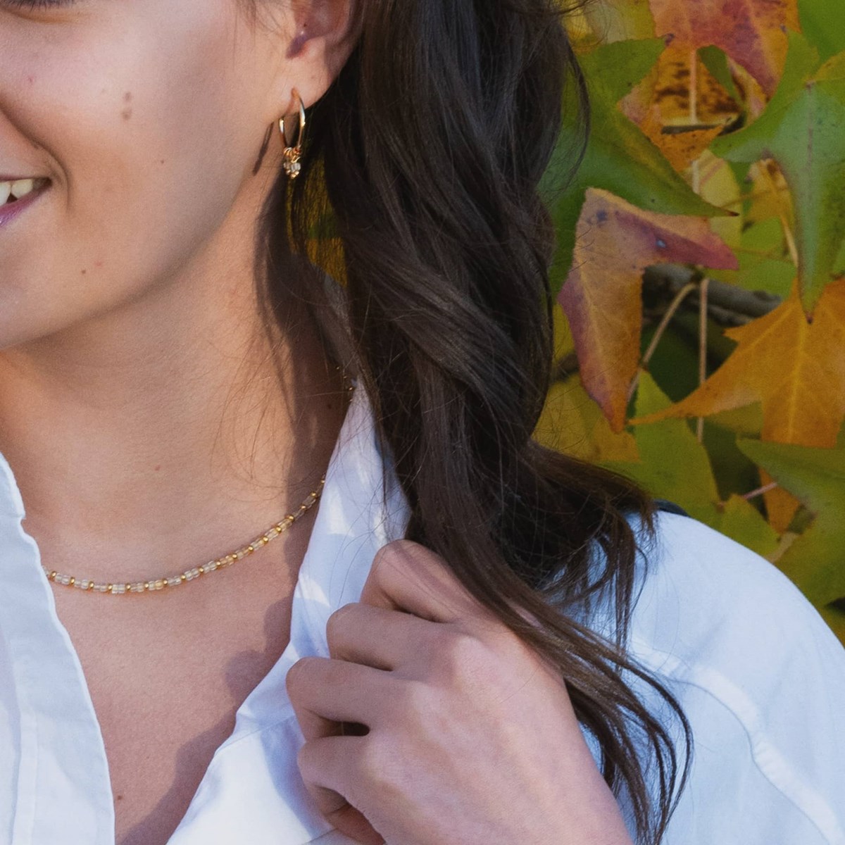 Collier, bracelet et boucles d'oreilles Karia en pierres Citrine