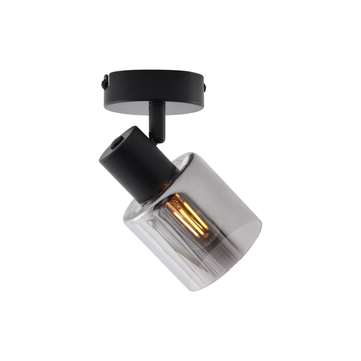 Moderne plafondlamp zwart met smoke glas rond - Cilin