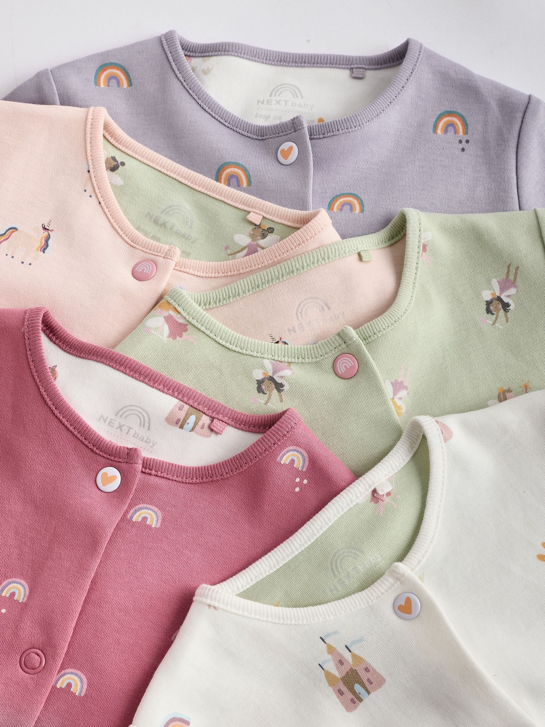 Pastel met tekenfiguurtjesprint - Set van 5 babypyjama's (0-2jr)