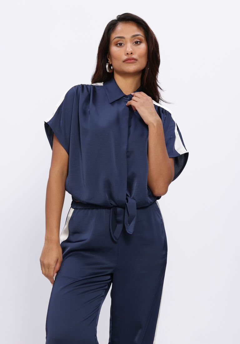 blauwe dante6 blouses siren tie knot shirt