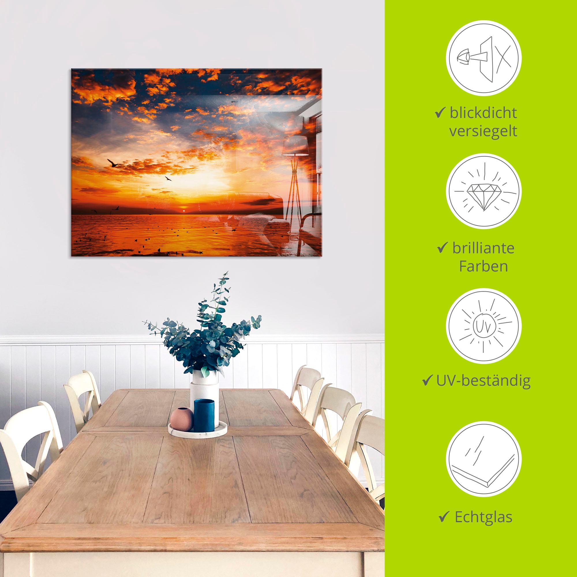 Artland Glasbild »Sonnenuntergang am Strand« Sonnenaufgang & -untergang 1 Stk. tlg. in verschiedenen Grössen