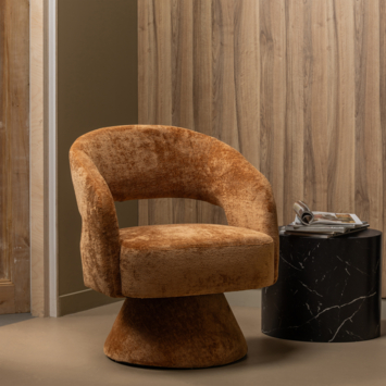 WOOOD fauteuil Ebba terracotta chenille stof draaibaar