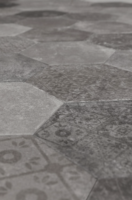 DTG Pompeia hexagon vloertegel 20x24 donkergrijs decor