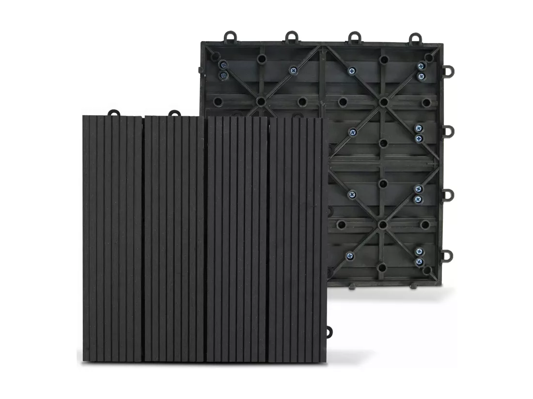 Lot de 24 dalles clipsables en bois composite gris
