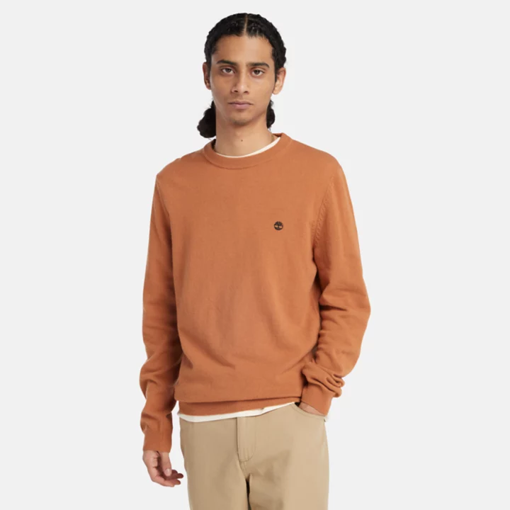 Suéter Cohas Brook de gola redonda para homens na cor marrom.