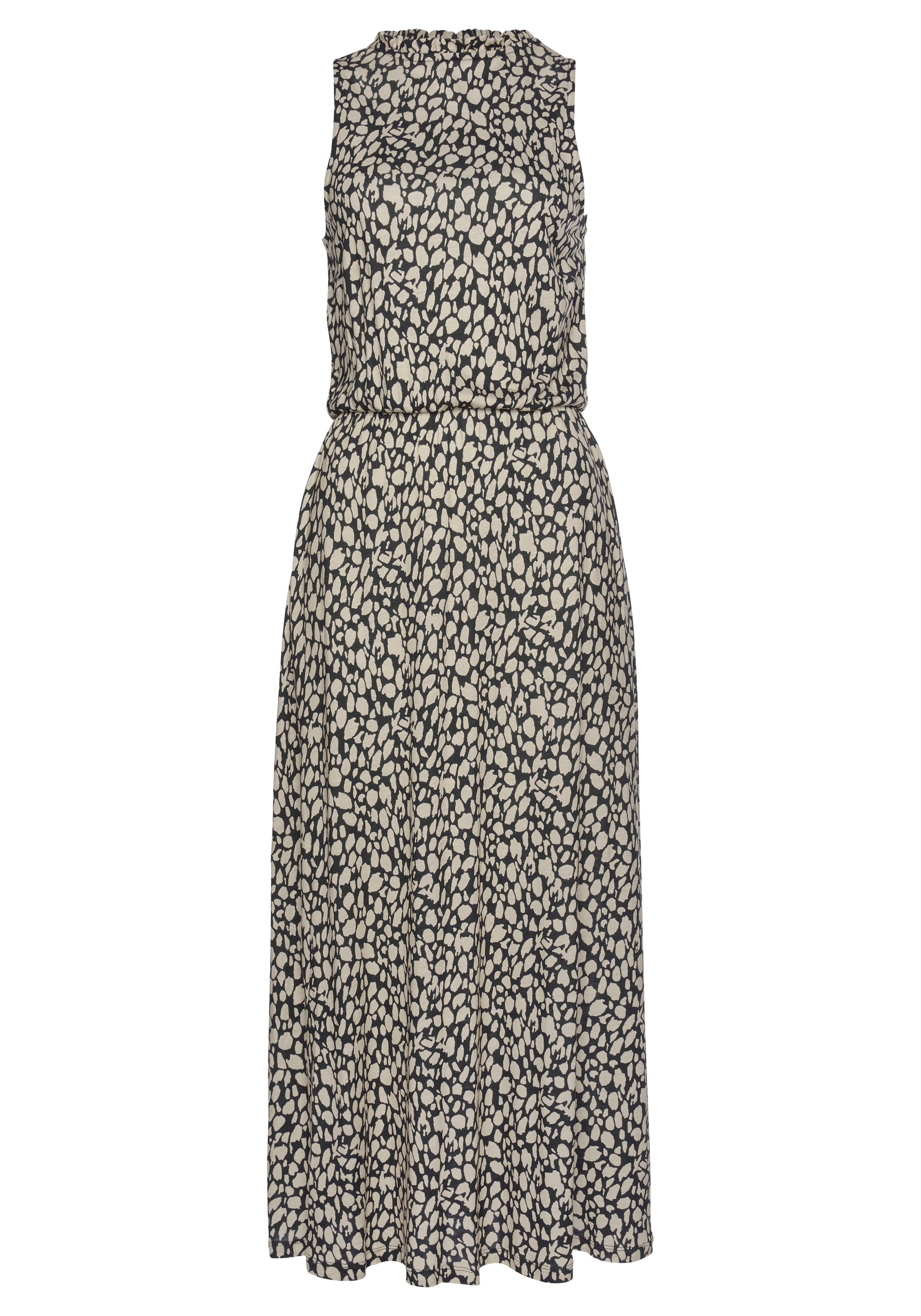 LASCANA Jerseykleid mit Alloverdruck, Midikleid, hochgeschlossen, sommerlich-elegant