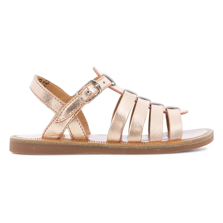 Pom d'Api Sandales Plagette Strap | Or rose