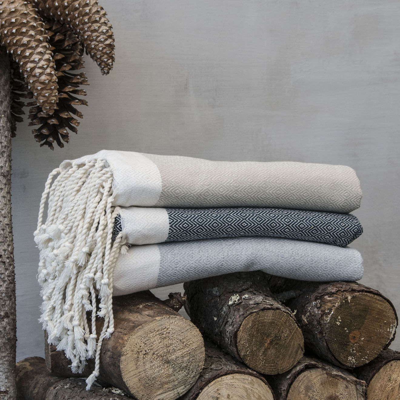Febronie Fouta Nid d'Abeille Hamptons beige - 100x200 cm