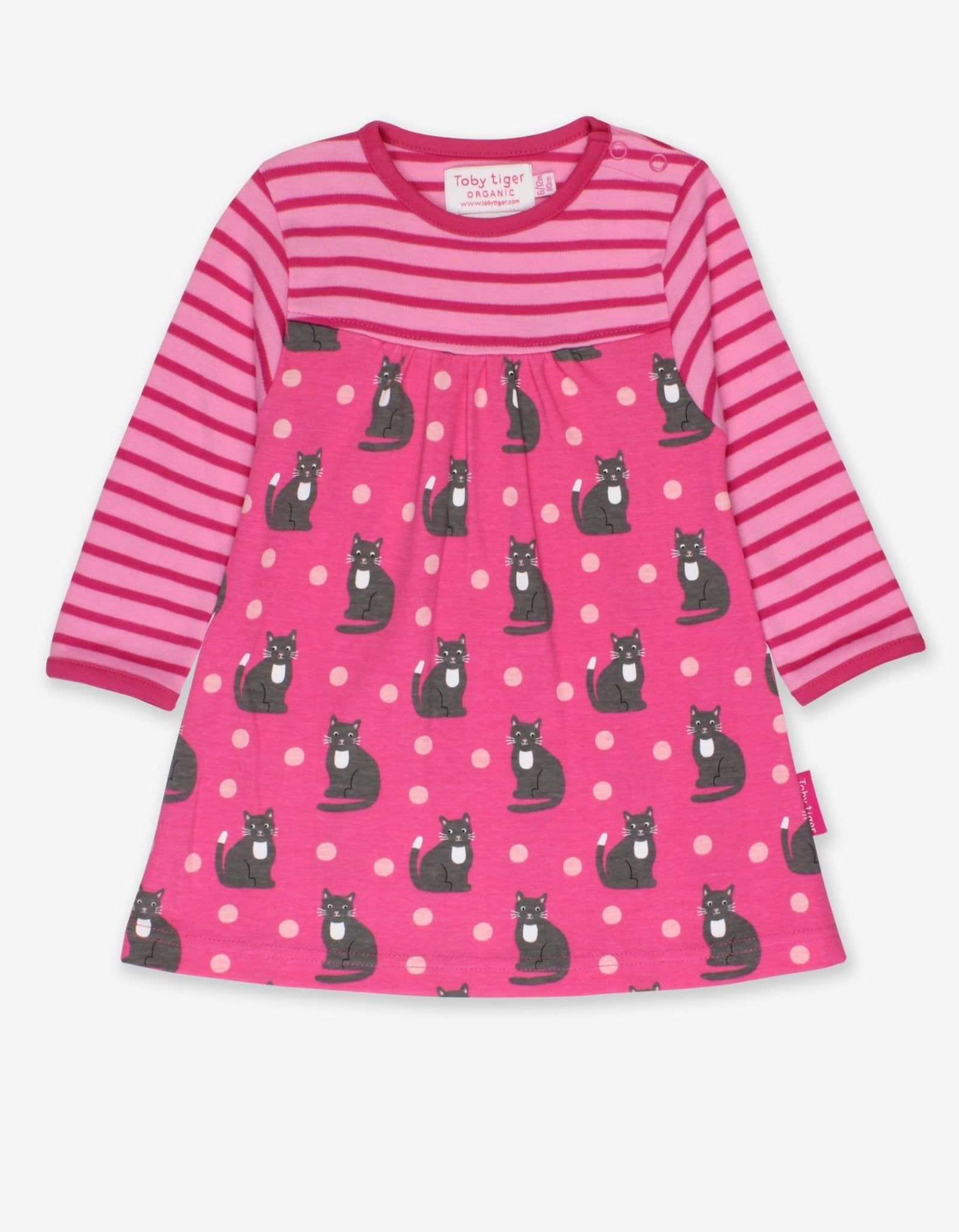 Toby Tiger Kleid mit langen Ärmeln und Katzen-Print