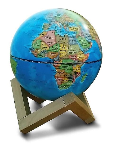 CARTOTHEQUE - GLOBE 14 CM BLEU LUMINEUX SUPPORT EN BOIS