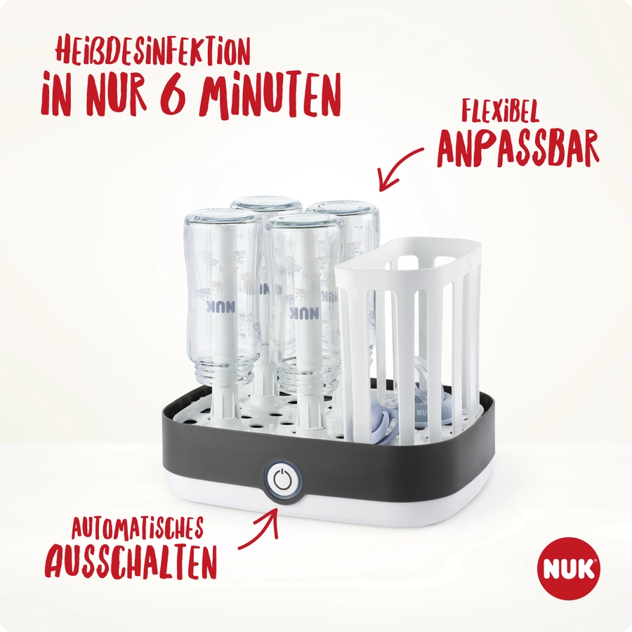 NUK Dampfsterilisator Vario Express inkl. First Choice⁺ Flasche, 300 ml