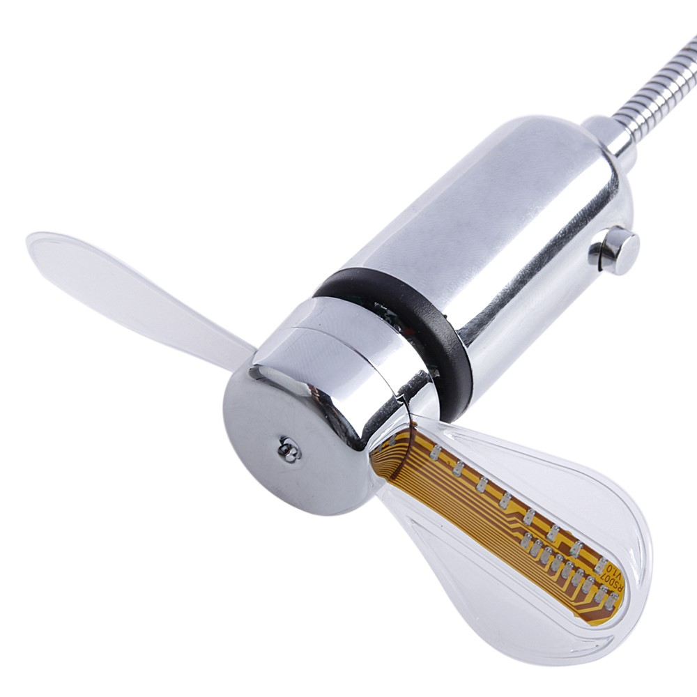 (41x9cm) Flexibler Mini USB Ventilator Schwanenhals Lüfter mit LED Uhrzeit Anzeige - Silber