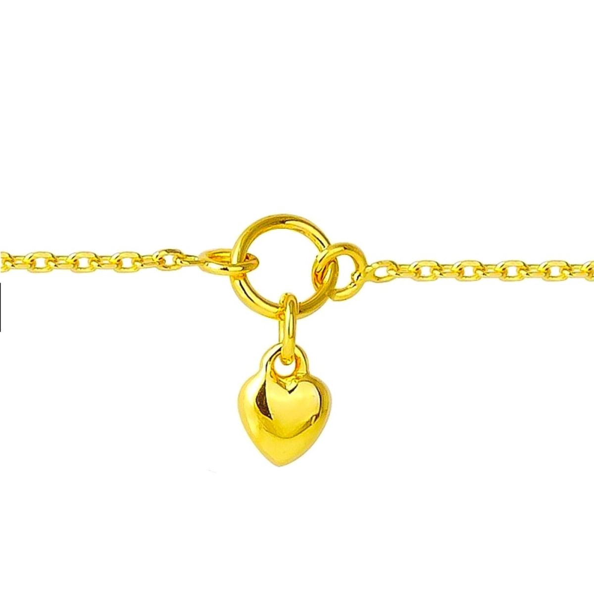 Chaine de cheville femme enfant breloque coeur en plaqué or 23-25 cm