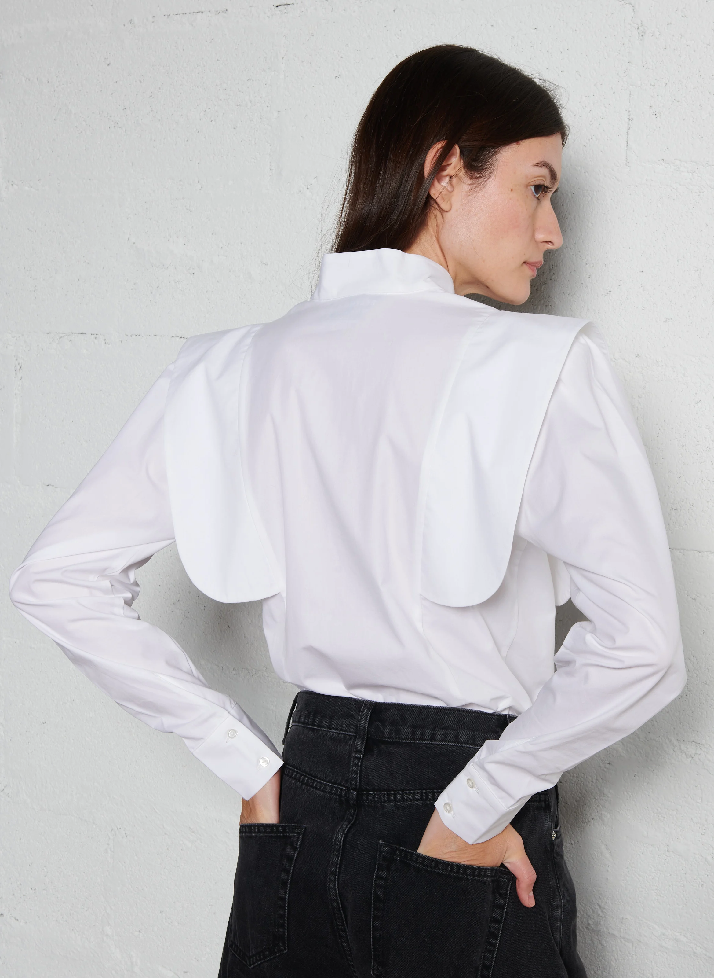 CELESB - Chemise col montant droite en coton | Blanc