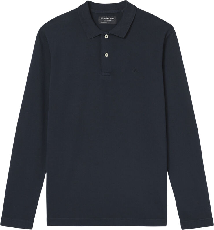 Marc O’Polo Poloshirt, long sleeve, ribbed coll Dark navy