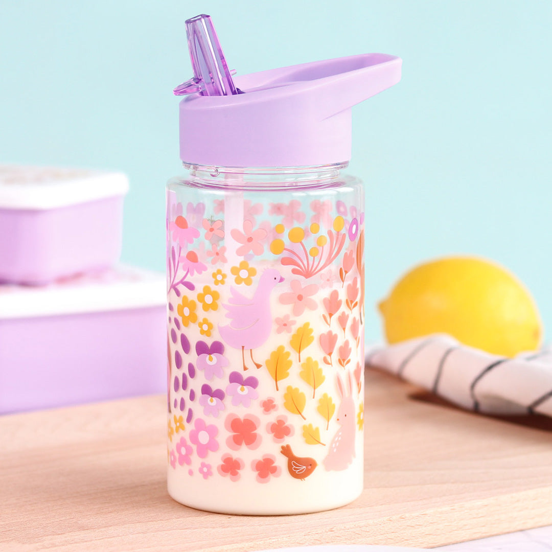 A little lovely company drinkfles met rietje - bloementuin - 450 ml