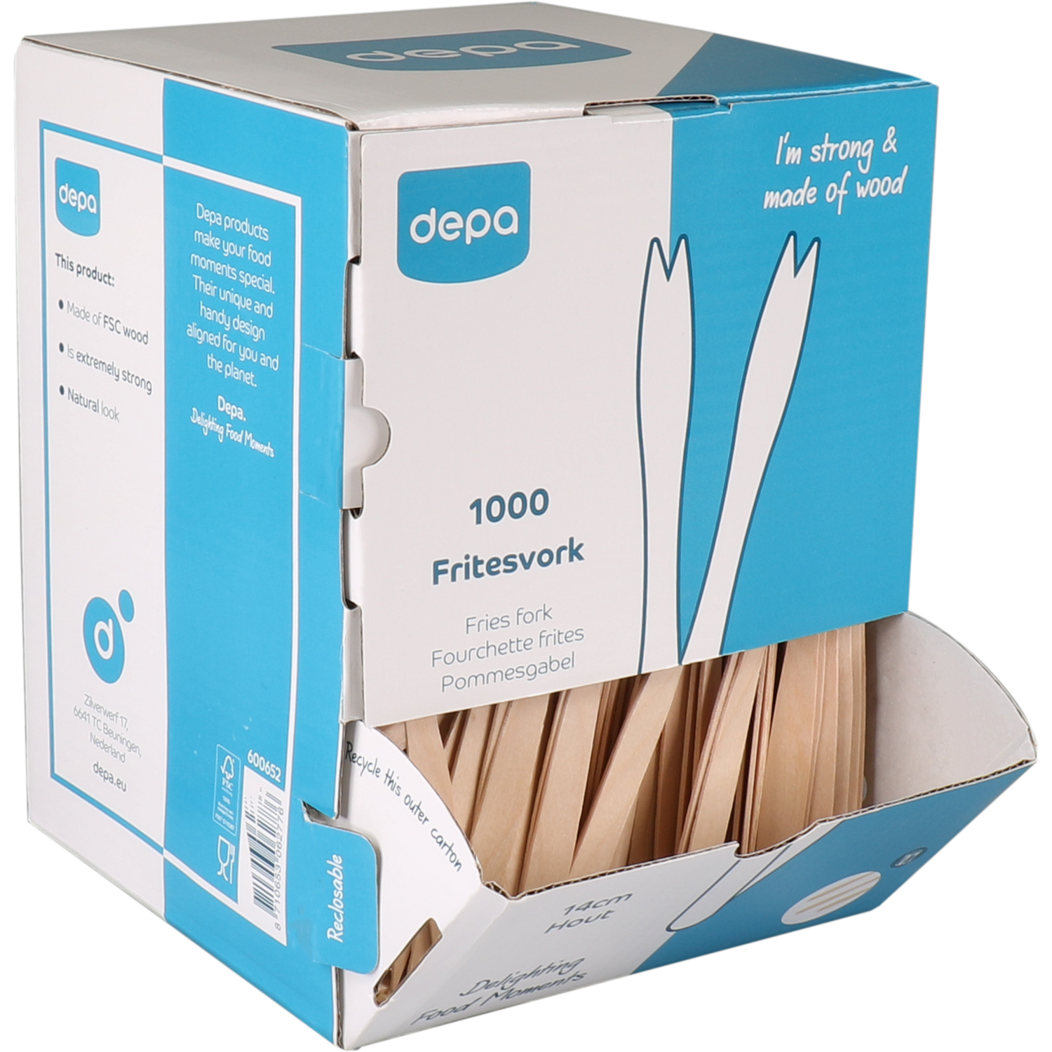 Depa Vork, fritesvork, hout, 140mm, naturel