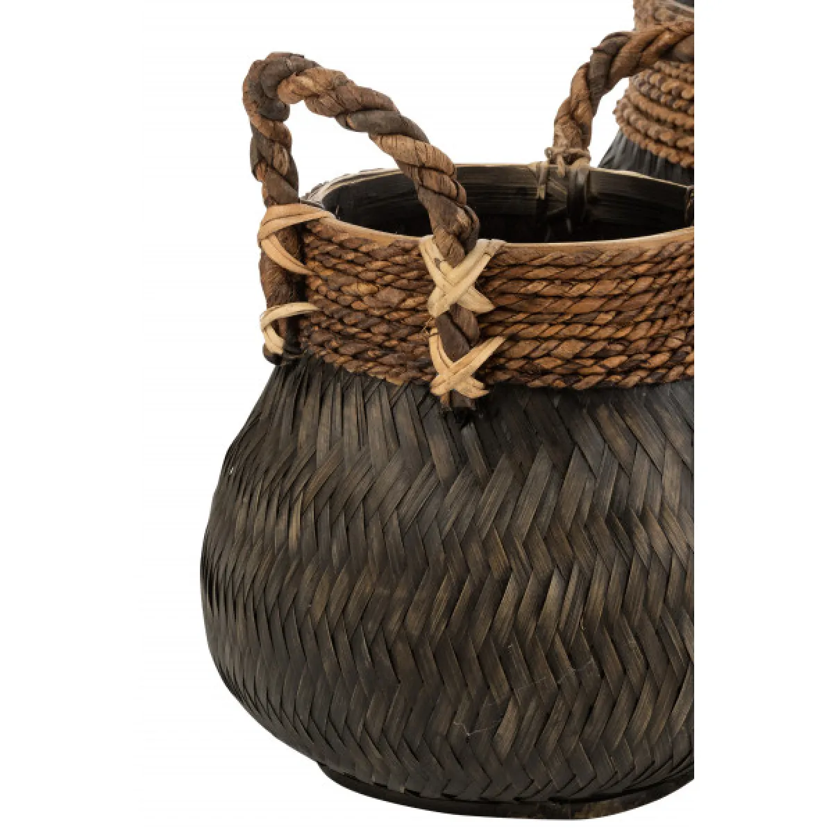 Dansmamaison Set de 3 Paniers Bambou Noir