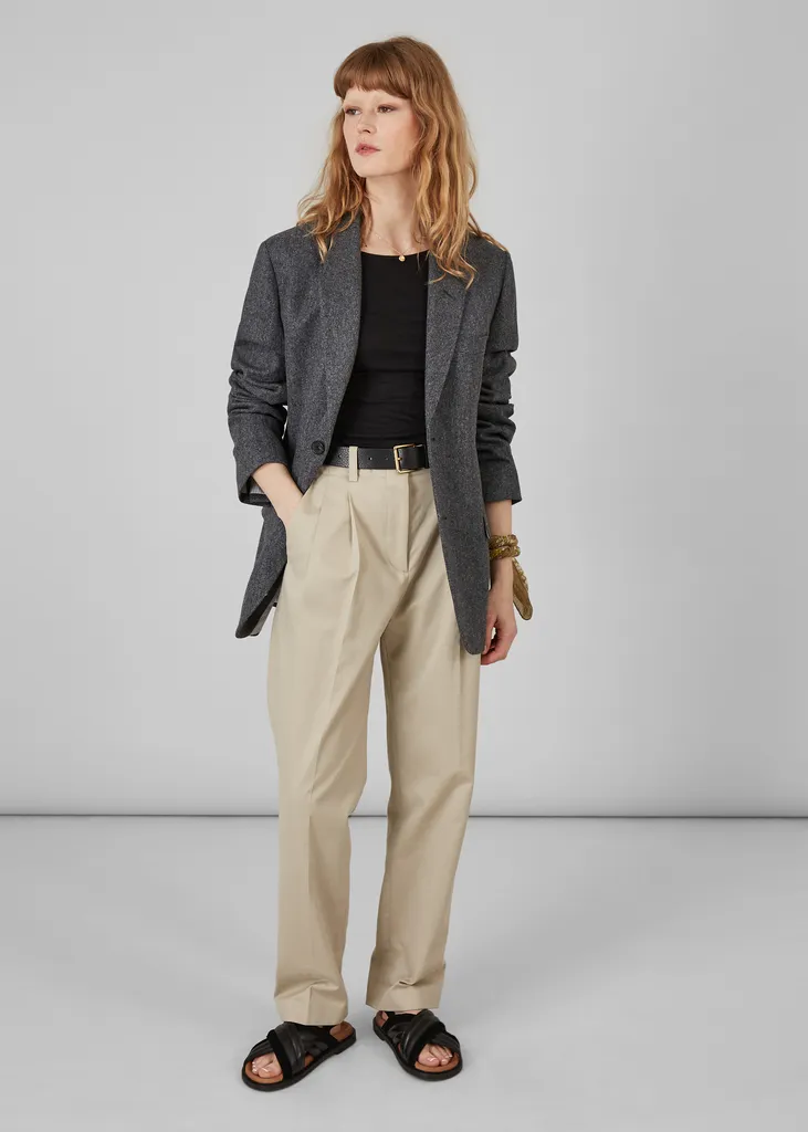 Pantalon à double plis en twill de coton L'Exception Paris